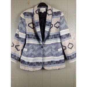 Carolina Colours Jacket‎ Womens L Southwest Aztec Blazer Lined Pockets Vintage